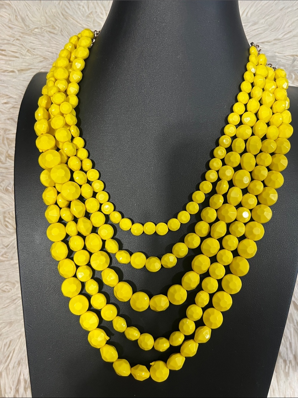 Bright Yellow Multi-Strand Beaded Necklace - Women Jewelry